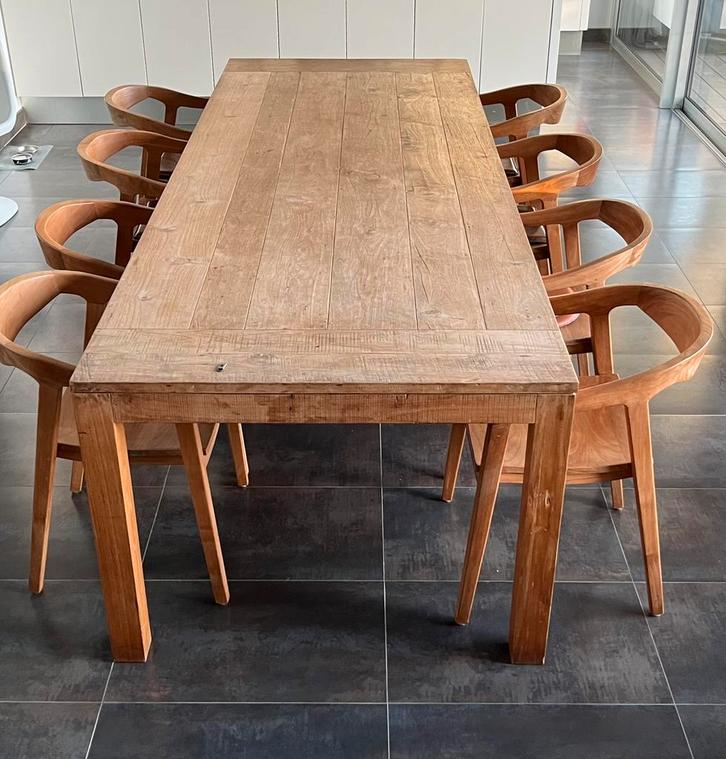 Teak eetkamerstoelen - set van 8, Huis en Inrichting, Stoelen, Vijf, Zes of meer stoelen, Hout, Ophalen