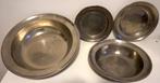 Lot de 4 Assiettes en Etain Poinçonnées et Gravée, Enlèvement ou Envoi