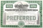 Pittsburgh, Fort Wayne & Chicago Railway Co 1977, Ophalen of Verzenden, 1970 tot heden, Certificaat van aandeel