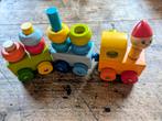 Houten speelgoedtrein met stapelblokken, Ophalen of Verzenden, Zo goed als nieuw
