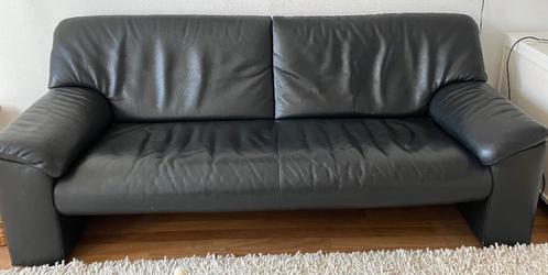 Jori zwart leren 3 zitsbank, Huis en Inrichting, Zetels | Zetels, Gebruikt, Rechte bank, Driepersoons, 150 tot 200 cm, 75 tot 100 cm
