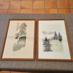 2 Japanse aquarellen, Ophalen of Verzenden