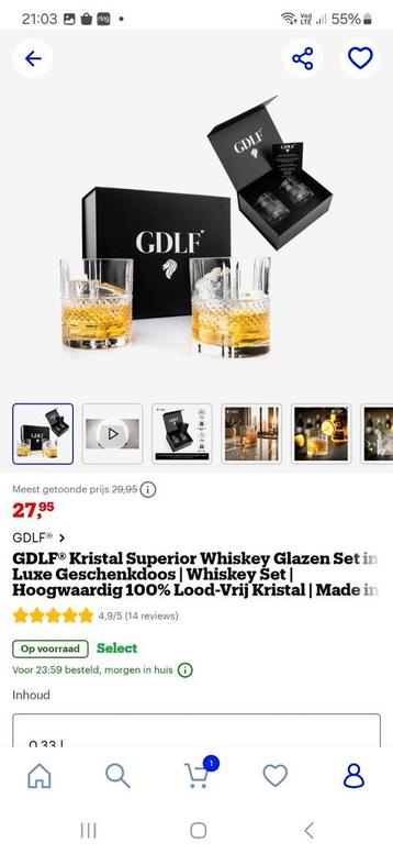 GDLF Kristal Whiskey Glazen 
