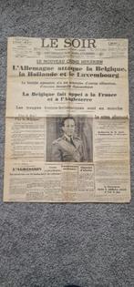 oude krant Le Soir zaterdag 11 mei 1940 begin wereldoorlog 2, Verzamelen, 1940 tot 1960, Krant, Ophalen of Verzenden