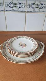 DESSERTSERVICE 4 PERS RAYNAUD & Cie LIMOGES  (5 stuks) OUD, Ophalen of Verzenden, Zo goed als nieuw, Porselein, Bord(en)