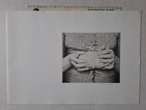 Verfijnde ets van Roger Wittevrongel "Twee handen ", Antiek en Kunst, Kunst | Etsen en Gravures, Ophalen of Verzenden