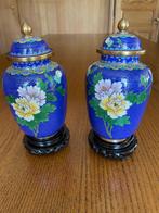 Vintage paar Jingfa Chinese cloisonné dekselvazen, Antiek en Kunst, Antiek | Vazen, Ophalen of Verzenden