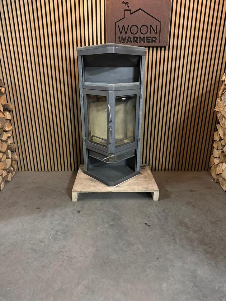 24128 Hoekkachel Dan Scan 8kw, Huis en Inrichting, Kachels, Gebruikt, Vrijstaand, Houtkachel, Hout, Ophalen