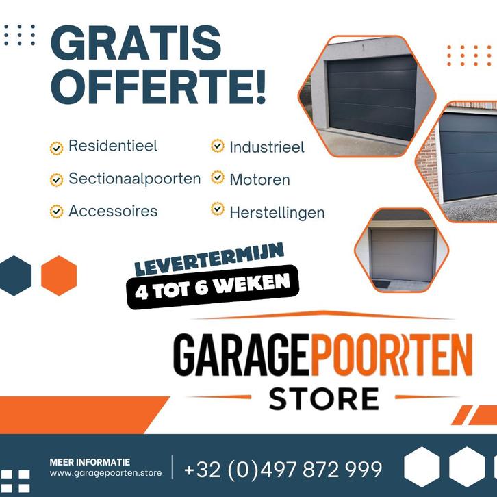 Sectionale garagepoorten - eindejaarsprijzen, Doe-het-zelf en Bouw, Deuren en Vliegenramen, Nieuw, Garagedeur, Metaal, Ophalen