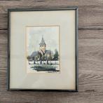 AQUAREL SINT MAARTENS KERK - SINT MARTENS LATEM, Antiek en Kunst, Ophalen of Verzenden