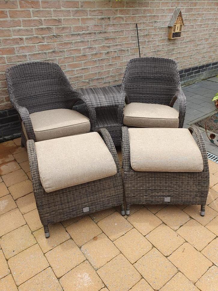 2-persoons tuinzetel, Tuin en Terras, Tuinsets en Loungesets, Gebruikt, Loungeset, Rotan, 2 zitplaatsen, Bank, Bijzettafel, Ophalen