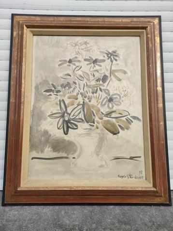 aquarelle fleurs signe Roger STANDAERT beschikbaar voor biedingen
