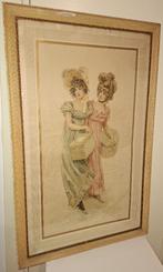 Grote litho „Shopping...” Frankrijk 1900., Antiek en Kunst, Ophalen