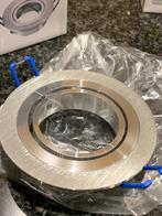 2 x Geborsteld alu. spot armatuur | Enkel | Rond, Metaal of Aluminium, Ophalen of Verzenden, Modern, Plafondspot of Wandspot