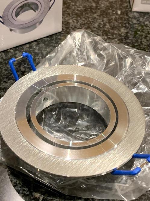 2 x Geborsteld alu. spot armatuur | Enkel | Rond, Huis en Inrichting, Lampen | Spots, Nieuw, Plafondspot of Wandspot, Metaal of Aluminium