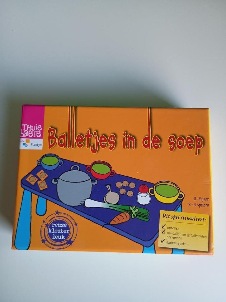Balletjes in de soep educatief spel, 3-5 jaar, 2-4 spelers, Hobby en Vrije tijd, Gezelschapsspellen | Bordspellen, Gebruikt, Ophalen of Verzenden