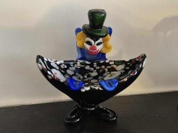 Clown en verre soufflé style Murano – cendrier vintage beschikbaar voor biedingen