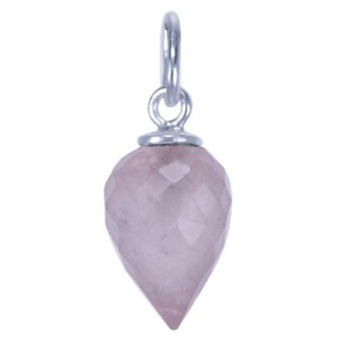 Zilveren bedel hanger met Rozenkwarts druppel, Handtassen en Accessoires, Kettinghangers, Nieuw, Zilver, Roze, Hart, Met edelsteen