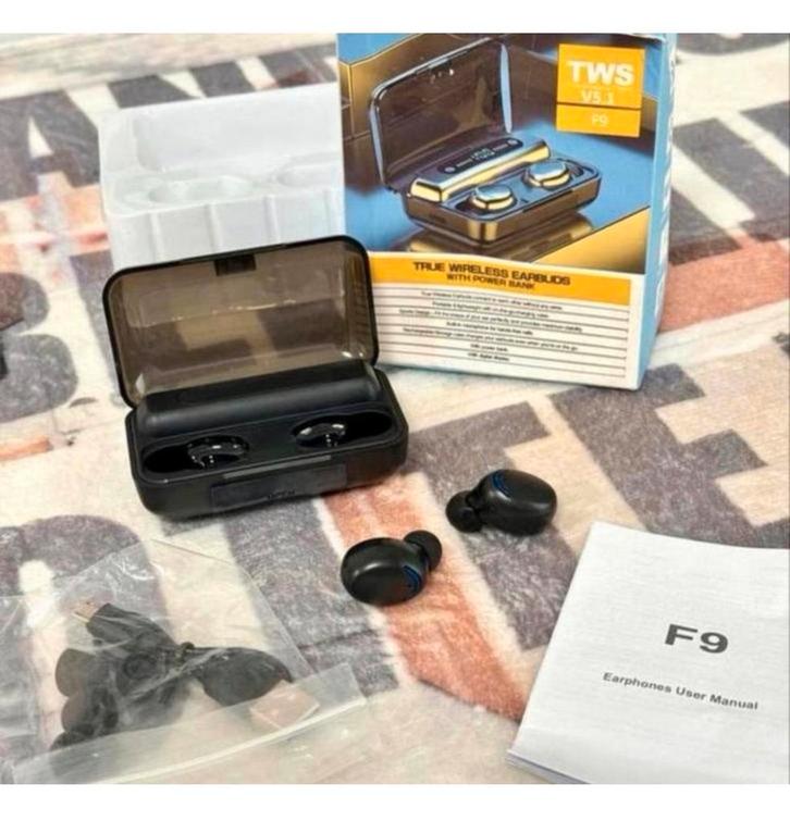 Oordopjes Draadloze Bluetooth V5.0 F9 TWS cover + powerbank, Telecommunicatie, Mobiele telefoons | Oordopjes, Nieuw, In gehoorgang (in-ear)