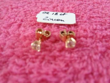 Boucles d'oreilles "Or 18 carats avec Zircon". beschikbaar voor biedingen