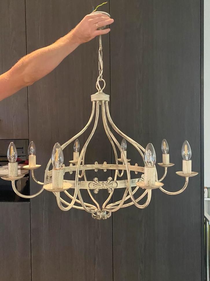 Ivoorkleurige luster in perfecte staat, Huis en Inrichting, Lampen | Kroonluchters, Zo goed als nieuw, Ophalen