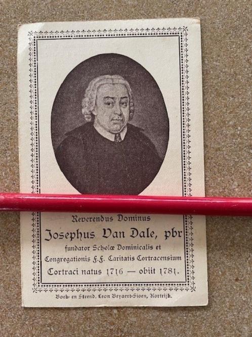 BP EH JOSEPH VAN DALE  STICHTER "BROEDERS VAN DALE" KORTRIJK, Verzamelen, Bidprentjes en Rouwkaarten, Bidprentje, Ophalen of Verzenden