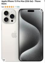 iPhone 15 Pro Max 256gb Titane Blanc, Télécoms, Sans abonnement, Sans simlock, Blanc, 256 GB