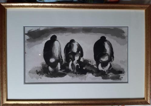 Prachtig origineel werk van Paul De Cocker - "Drie wieders", Antiek en Kunst, Kunst | Schilderijen | Klassiek, Ophalen