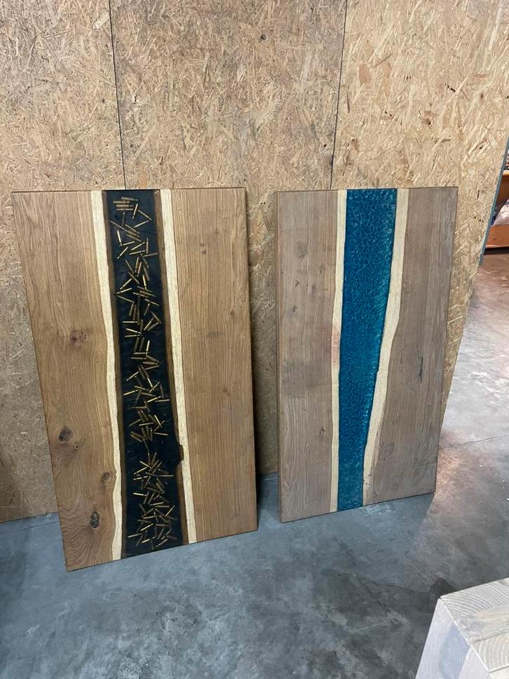 Salontafelblad met ingegoten epoxy., Huis en Inrichting, Tafels | Salontafels, Zo goed als nieuw, Ophalen