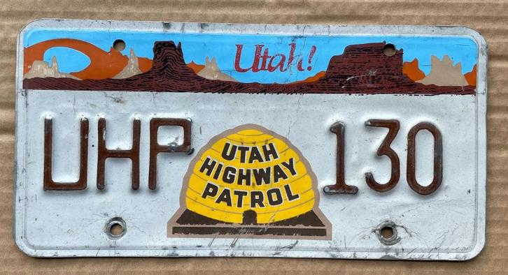 USA Utah highway patrol nummerplaat, plaque immatriculation, Collections, Collections Autre, Utilisé, Enlèvement ou Envoi