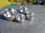 Overschot pannenset van blaumann 5 stuk's, Huis en Inrichting, Keuken | Potten en Pannen, Ophalen, Gebruikt, Inox, Pannenset