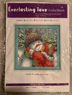 Everlasting Love voorgedrukt borduurpakket Kiss the snowman, Ophalen of Verzenden, Zo goed als nieuw, Borduurpakket