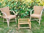 chaises et table en rotin, Jardin & Terrasse, Ensembles de jardin, Rotin, 2 places, Utilisé, Enlèvement ou Envoi