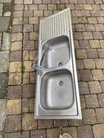 Dubbele inox gootsteen met kraan, Enlèvement, Comme neuf