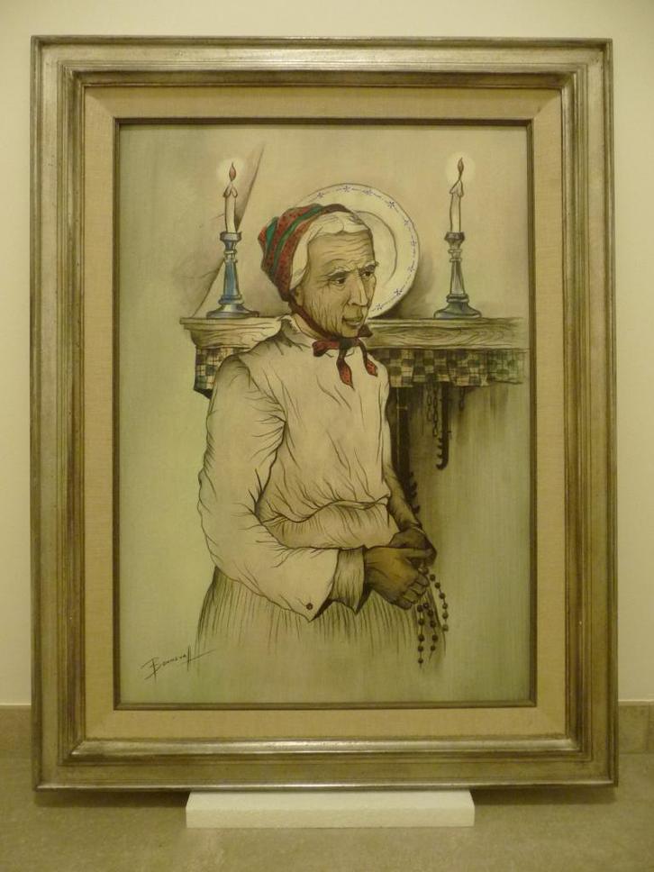 Traditioneel tafereel Oscar Bonnevalle (1920-1993), Antiquités & Art, Art | Peinture | Classique, Enlèvement