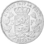 België 5 francs, 1870   Koning Leopold II  Zilver munt, Zilver, Ophalen of Verzenden, Zilver, Losse munt