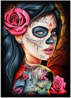 Diamond Painting - Meisje Met Roos - 40 x 30 Cm, Ophalen of Verzenden, Nieuw, Knutselwerk