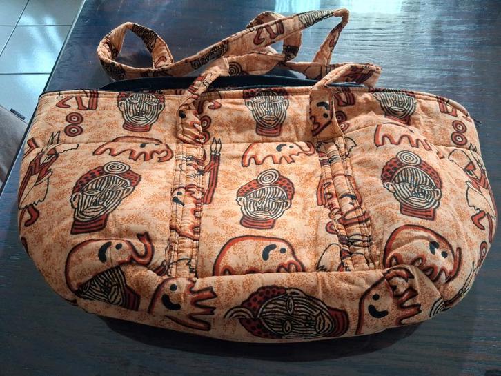 Handgemaakte stoffen tas Afrikaans motief, Handtassen en Accessoires, Tassen | Damestassen, Zo goed als nieuw, Shopper, Ophalen