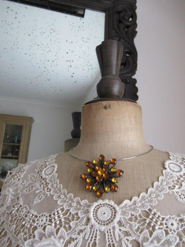 hanger-gefacetteerde steentjes-kettinghanger-VINTAGE, Handtassen en Accessoires, Antieke sieraden, Hanger, Ophalen of Verzenden