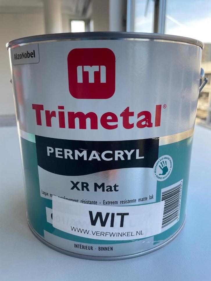 Trimetal Permacryl XR Mat    VERKOCHT, Doe-het-zelf en Bouw, Verf, Beits en Lak, Nieuw, Verf, Minder dan 5 liter, Wit, Ophalen of Verzenden