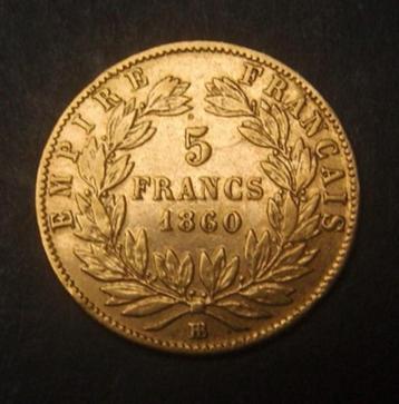 Frankrijk - 5 Francs 1860 BB - Goud beschikbaar voor biedingen