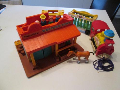 Lot vintage Fisher-Price met circustrein en Western Town, Enfants & Bébés, Jouets | Fisher-Price, Utilisé, Sonore, Enlèvement ou Envoi