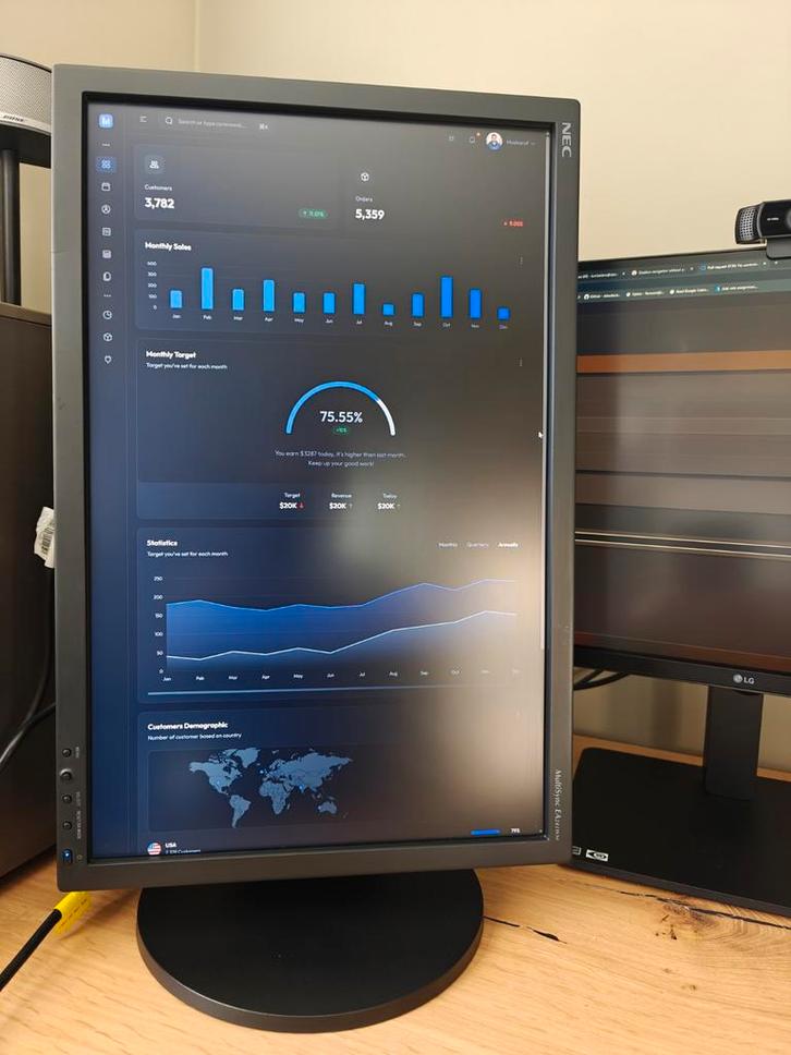 NEC Multisync 24inch krasvrij - perfecte staat, Computers en Software, Monitoren, DVI, VGA, Ophalen