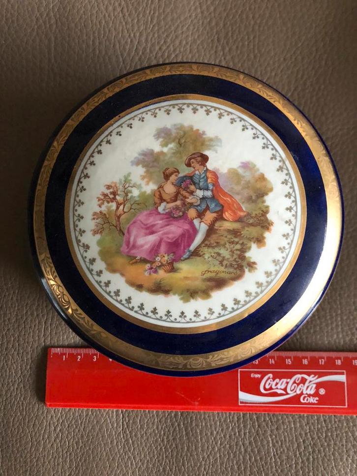 Mooie nachtblauw met goud bonbonnière met deksel, Antiek en Kunst, Antiek | Porselein, Ophalen of Verzenden