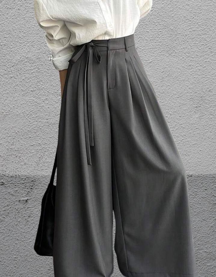 Pantalon Ample Gris Style Hakama Japonais, Kleding | Dames, Broeken en Pantalons, Nieuw, Maat 38/40 (M), Zwart, Lang, Verzenden