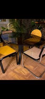 Ovalen tafel fumé/gerookt glas, Huis en Inrichting, Tafels | Eettafels, Ophalen, Gebruikt, Glas, Vintage retro