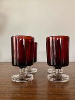 Set van 4 vintage glaasjes robijnrood, Ophalen of Verzenden