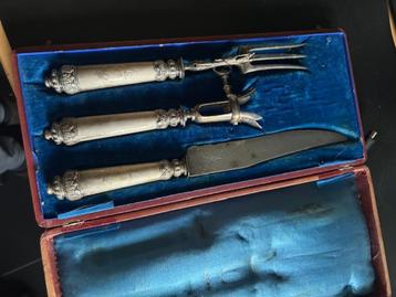 ensemble de découpe de viande en argent français ancien, Enlèvement ou Envoi