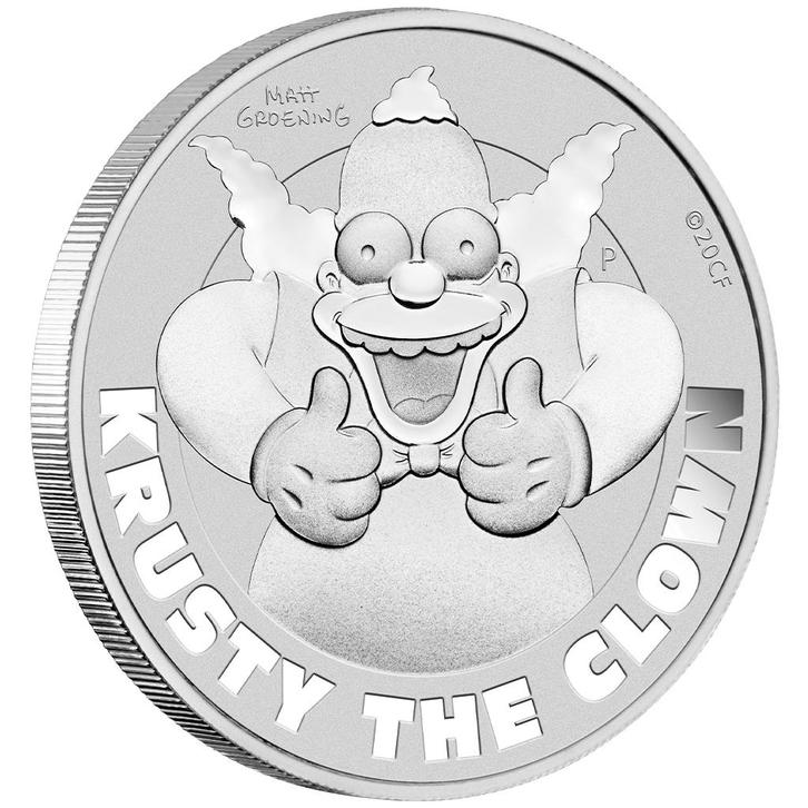 The Simpsons - Krusty the Clown - 1 Oz zilver Tuvalu 2020, Postzegels en Munten, Munten | Oceanië, Losse munt, Zilver, Ophalen of Verzenden