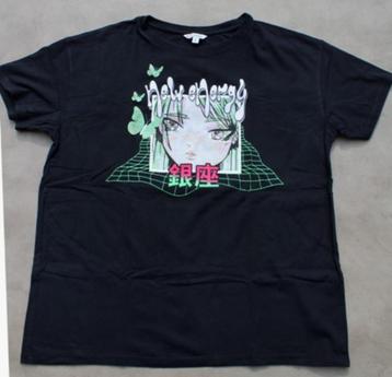 Zwarte anime T-shirt - maat M beschikbaar voor biedingen